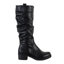 Flyfor Boots With Ruffled Uppers black Flyfor Boots With Ruffled Uppers black