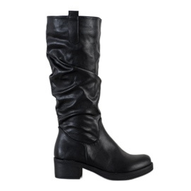 Flyfor Boots With Ruffled Uppers black