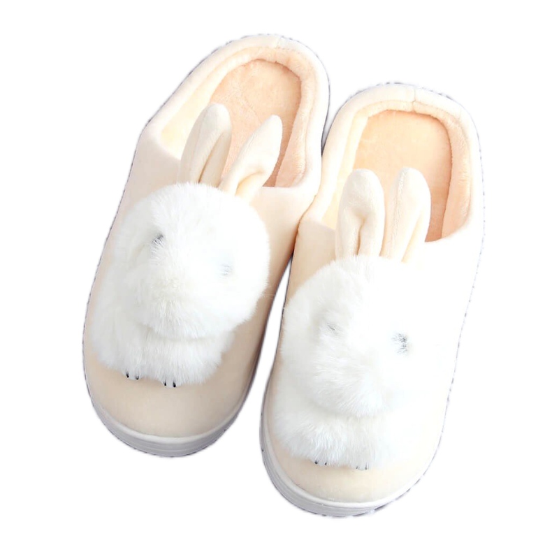 Women's slippers bunnies beige MA01 Beige ecru