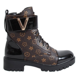 Lace-up boots for women NC1073 Black brown Lace-up boots for women NC1073 Black brown