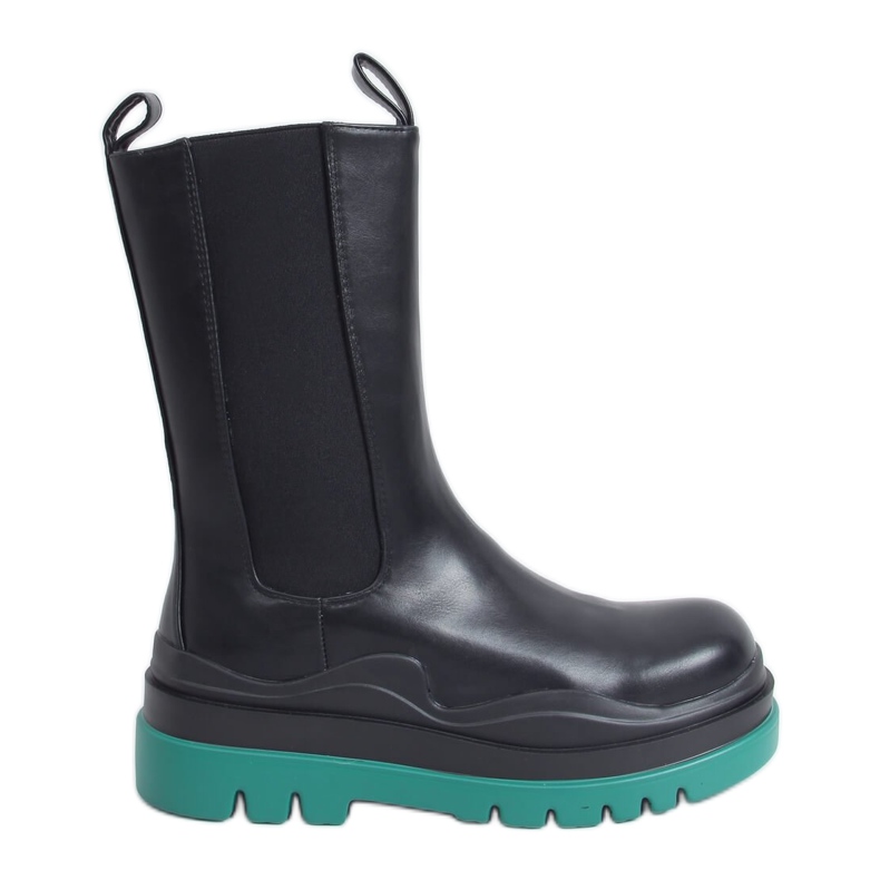 Black Motorcycle boots YK05 BLACK / GREEN Black Motorcycle boots YK05 BLACK / GREEN