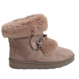 Women's beige snow boots A976 Khaki