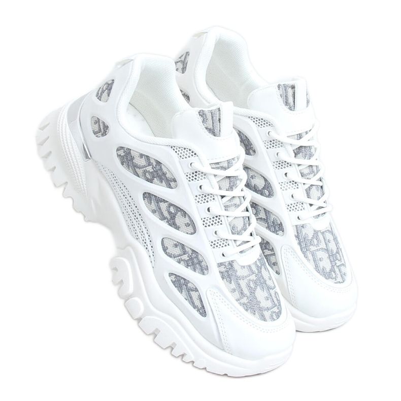 White women's sports shoes VL123 White grey