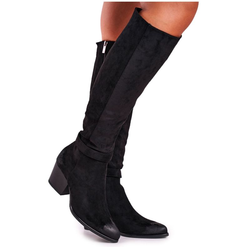 Vinceza Women's Boots On Heel Suede Black Nevermind