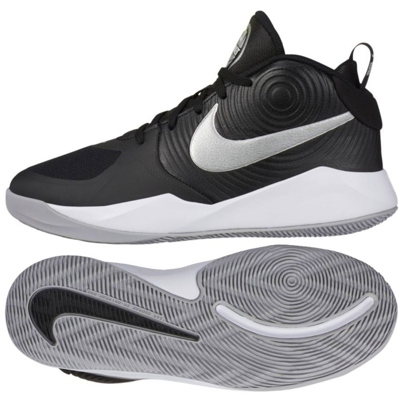 Nike Team Hustle D 9 (GS) Jr AQ4224 001 basketball shoe white, white, black black