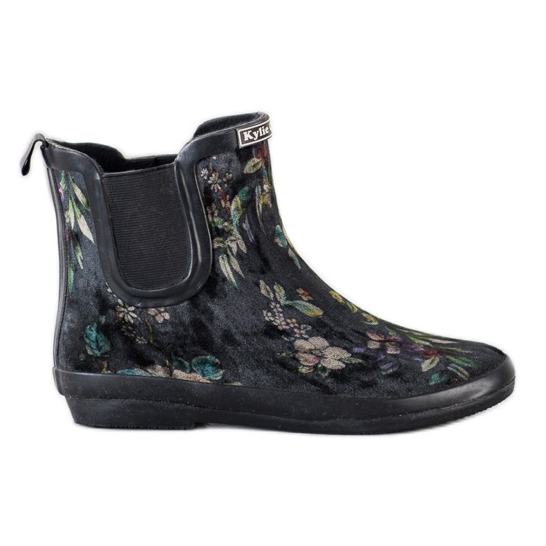 Kylie Suede Wellies With Flowers black