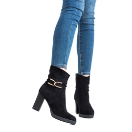 SHELOVET Boots With Golden Decoration black