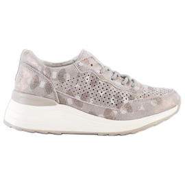 Goodin Stylish Leather Sneakers beige brown golden Goodin Stylish Leather Sneakers beige brown golden