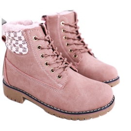 Apawwa Children's boots Trappers insulated with fur Pink Forest