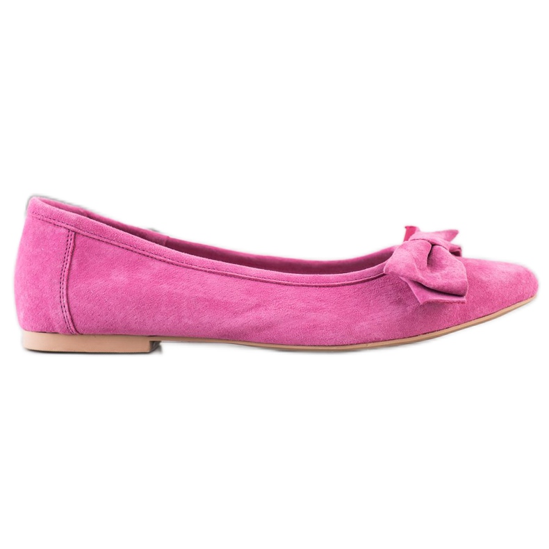 Filippo Leather Ballerina With A Bow pink