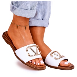 Nicole Women's Classic Leather Slippers White Evie