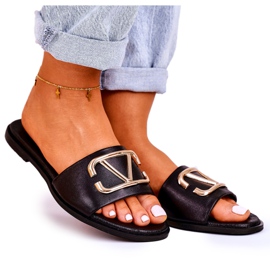 Nicole Women's Classic Leather Slippers Black Evie