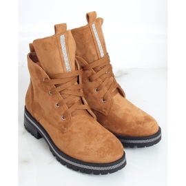 Brown lace-up women's boots NC1035 Camel