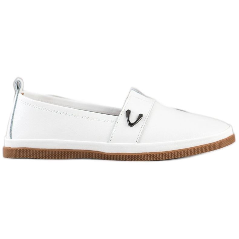 VINCEZA leather slipons white