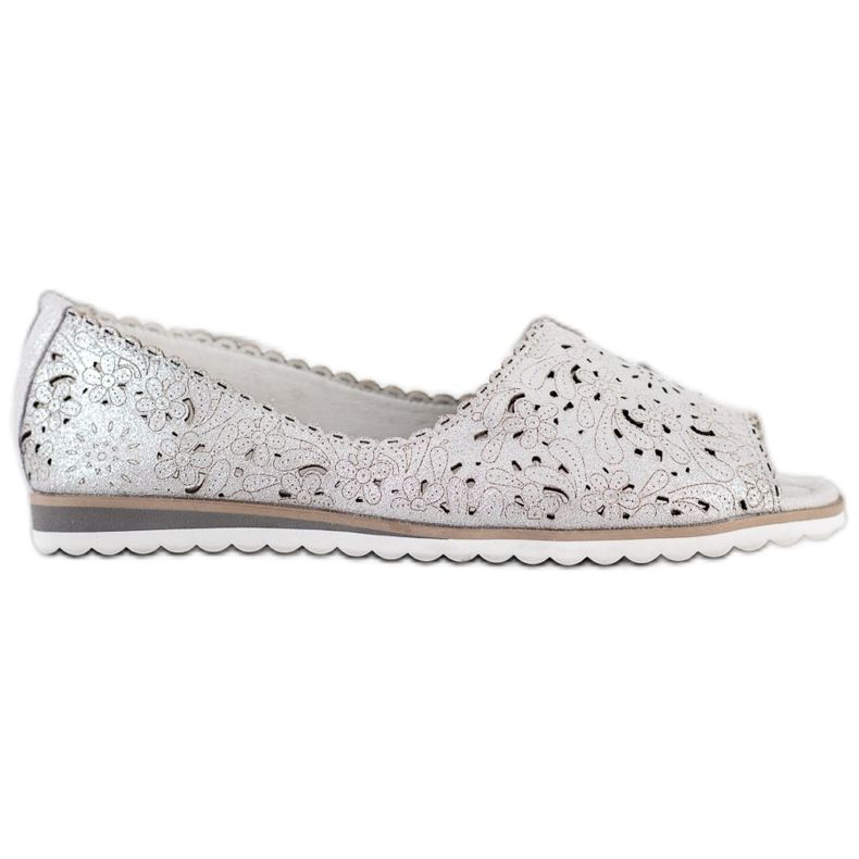 Leather VINCEZA ballerinas silver grey