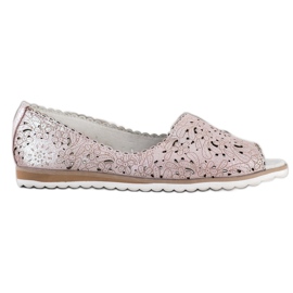 Leather VINCEZA ballerinas pink silver