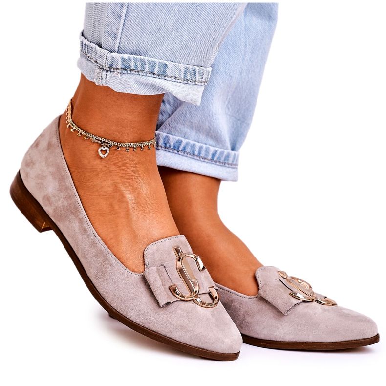 Nicole Women's Suede Loafers Beige Mary-Jane ballerinas Nicole Women's Suede Loafers Beige Mary-Jane ballerinas