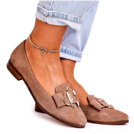 Nicole Women's Suede Loafers Ballerinas Light Brown Mary-Jane Nicole Women's Suede Loafers Ballerinas Light Brown Mary-Jane