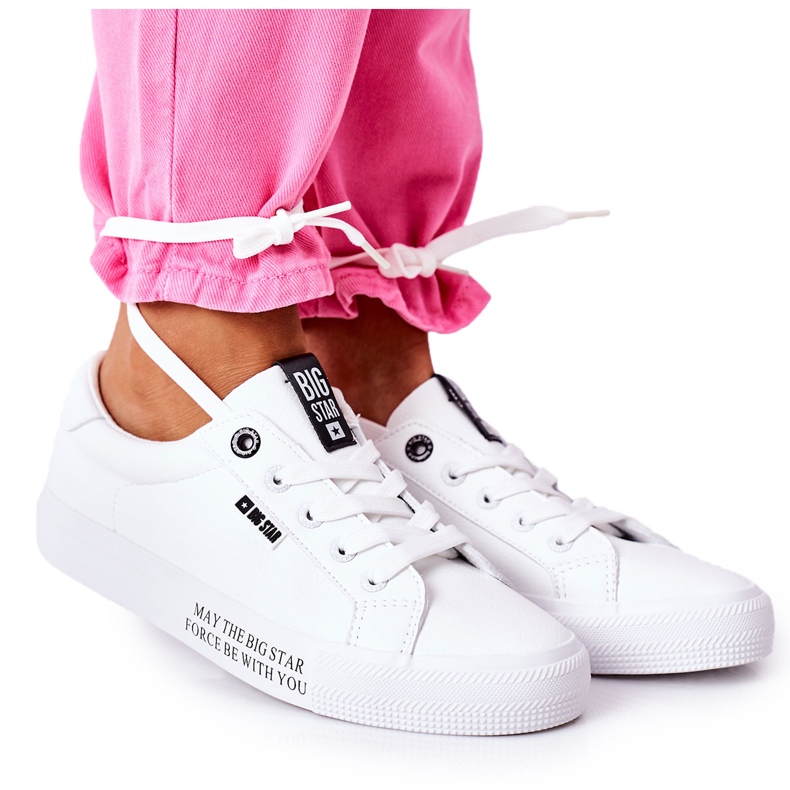Women's leather sneakers with the inscription Big Star EE274316 White