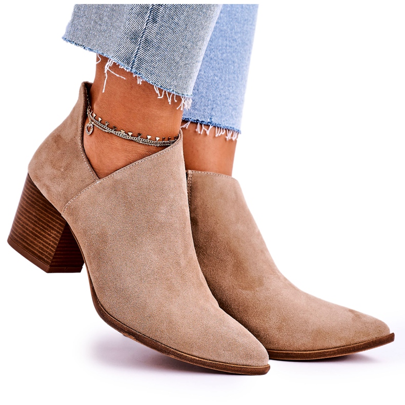 Nicole Women's Boots With A Cut Out Suede Beige Lawrence brown