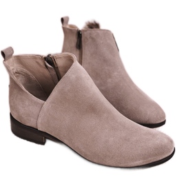 Nicole Women's Booties With V-neck Suede Cappuccino Clarence brown multicolored
