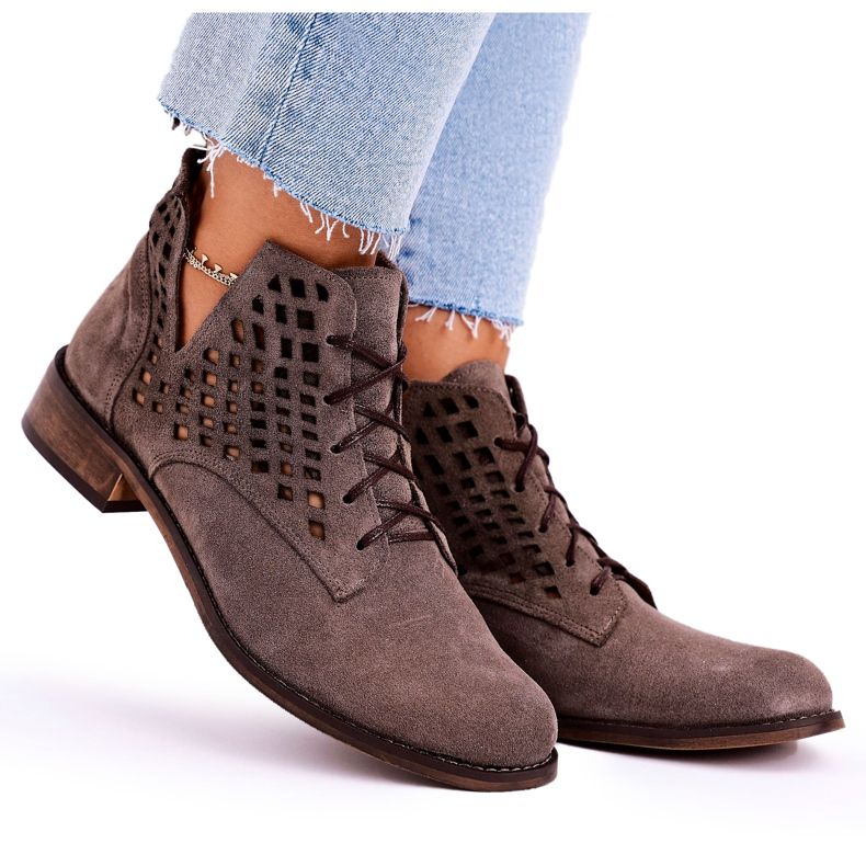 Nicole Women's Openwork Suede Brown Susannah boots