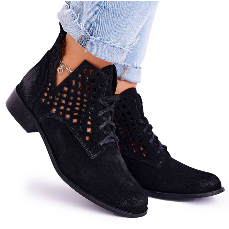 Nicole Women's Openwork Suede Black Susannah boots