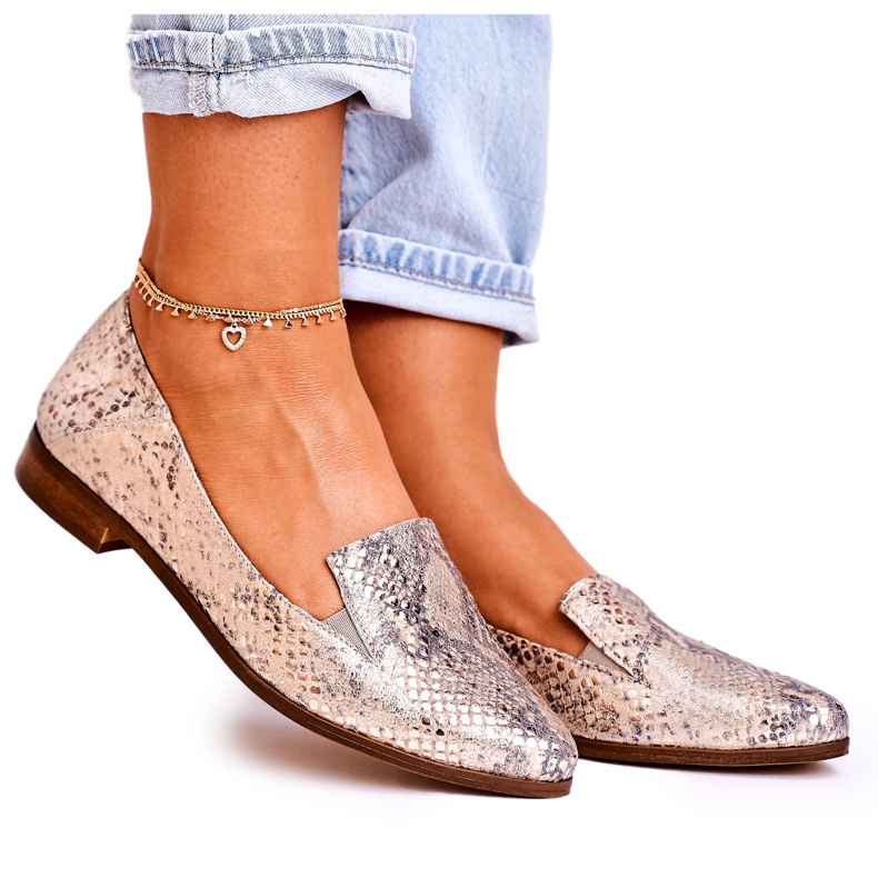 Nicole Women's Leather Loafers Animal Pattern Golden Scarlett multicolored