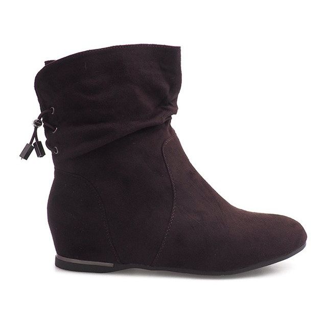 Suede Wedge Boots 030-PA Brown