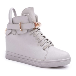 Women's Sneakers On Wedge Gold Padlock Gray Tersey grey Women's Sneakers On Wedge Gold Padlock Gray Tersey grey