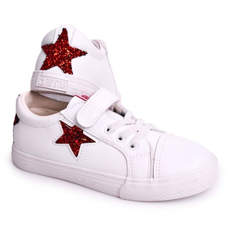 Children's Leather Sneakers With a Star Big Star DD374102 White Children's Leather Sneakers With a Star Big Star DD374102 White