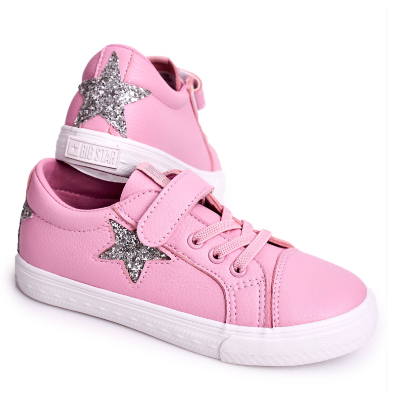 Children's Leather Sneakers With a Star Big Star DD374104 Pink ['pink']