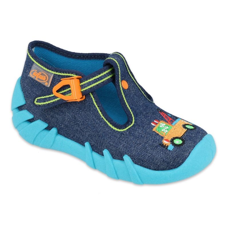 Befado children's shoes 110P408 navy blue blue green yellow