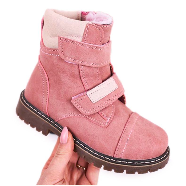 Apawwa Children's Trappers Boots Warmed With Fur Pink Emma beige