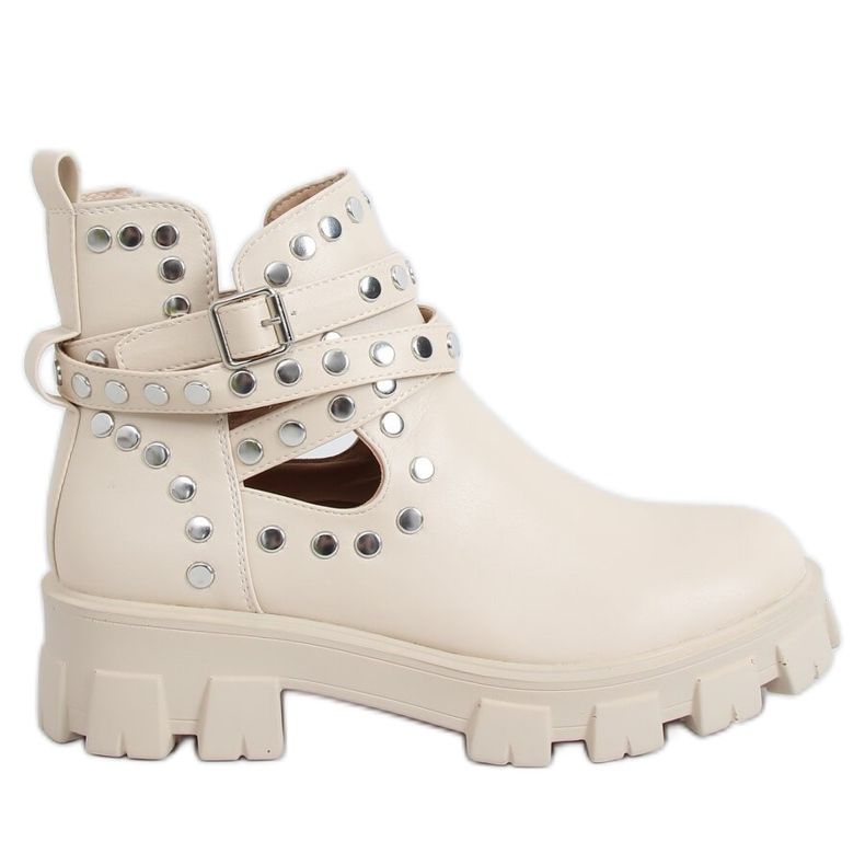 Boots cut with studs beige NC1127 Beige