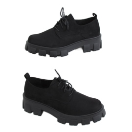 Black Moccasins on high soles NC1120 Black