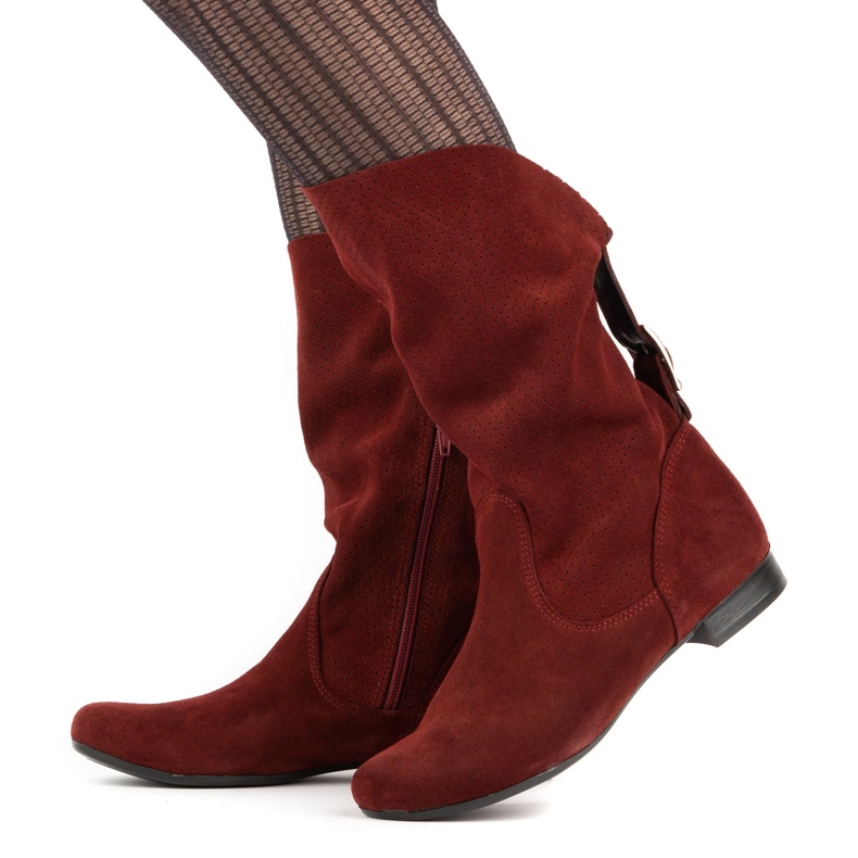 Olivier Openwork boots Elena burgundy red