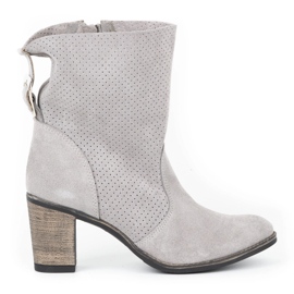 Olivier Openwork leather Sophia gray boots grey