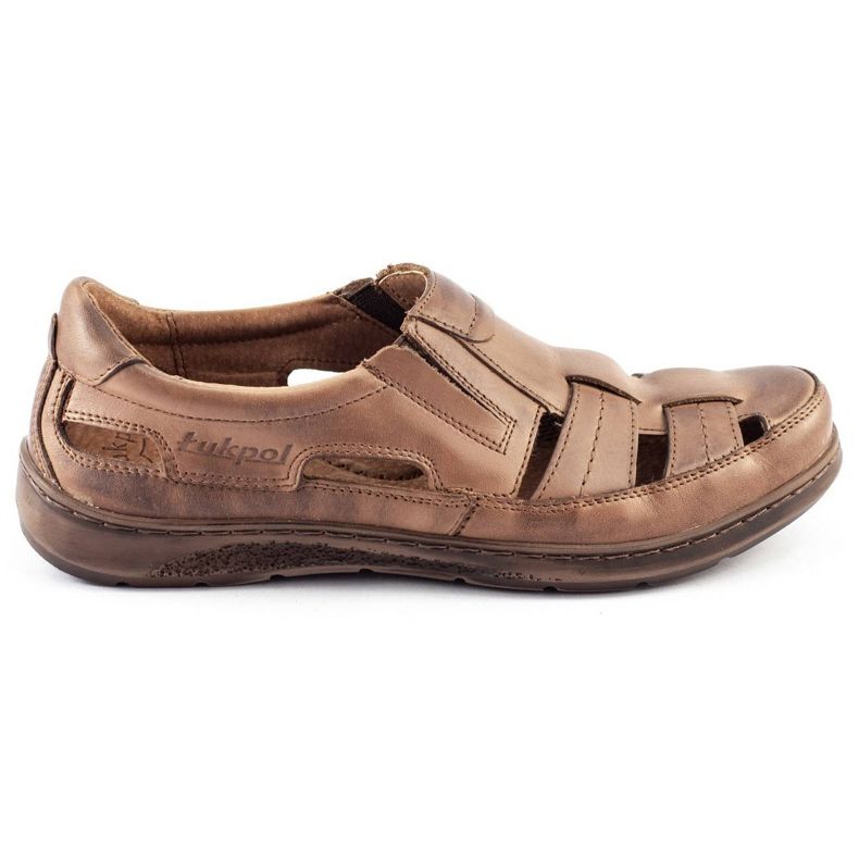 ŁUKPOL Men's openwork shoes 978 for summer brown