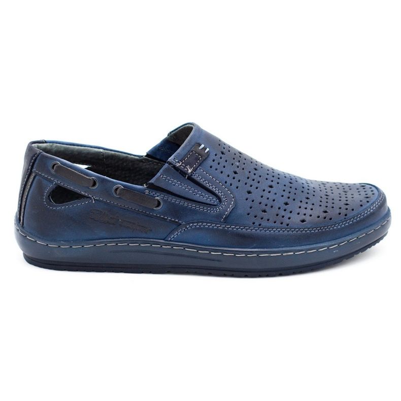 Polbut Men's shoes openwork loafers J68 / 2L navy blue