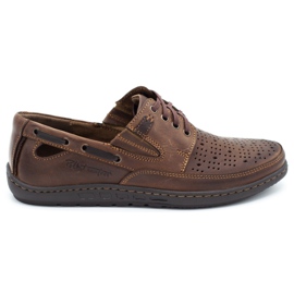 Polbut Men's shoes, openwork loafers J69 / 2L brown