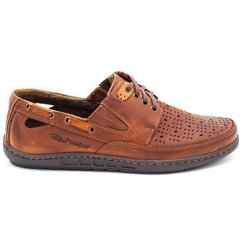 Polbut Men's shoes moccasins J69 / 2L camel orange
