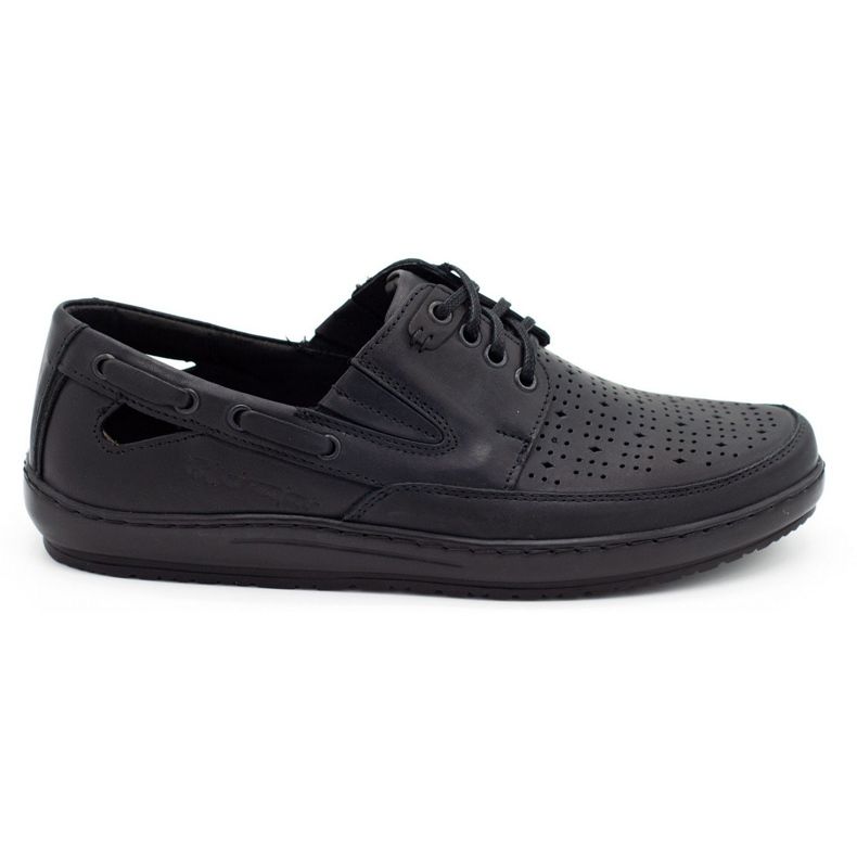 Polbut Men's shoes, openwork loafers J69 / 2L black