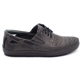 Polbut Men's shoes, openwork loafers J69 / 2L gray grey Polbut Men's shoes, openwork loafers J69 / 2L gray grey