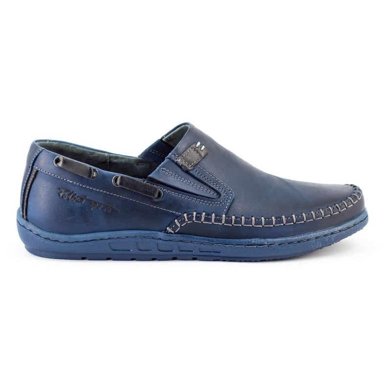Polbut Men's shoes moccasins J68 / 4 navy blue