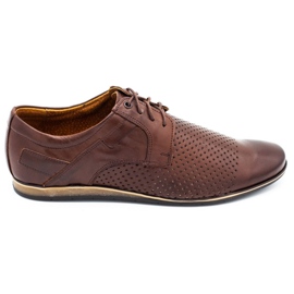 Perforated men's shoes 394A brown