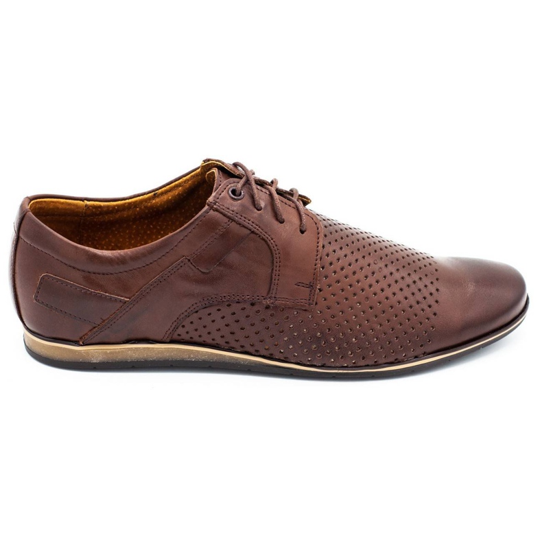 Perforated men's shoes 394A brown