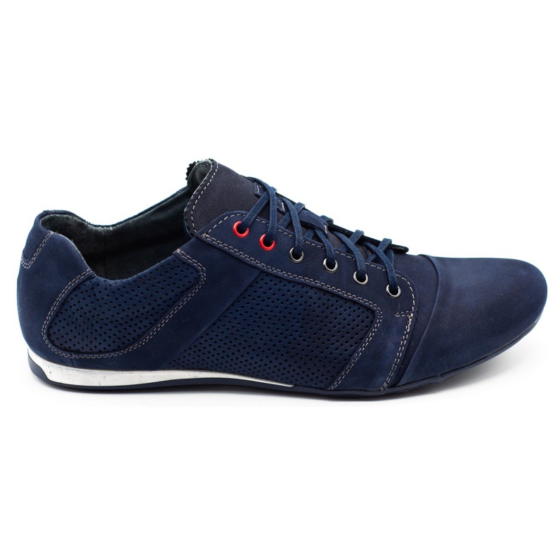 Lemar Men's leather shoes 882 navy blue