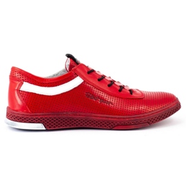 Polbut Men's leather casual shoes K23P red