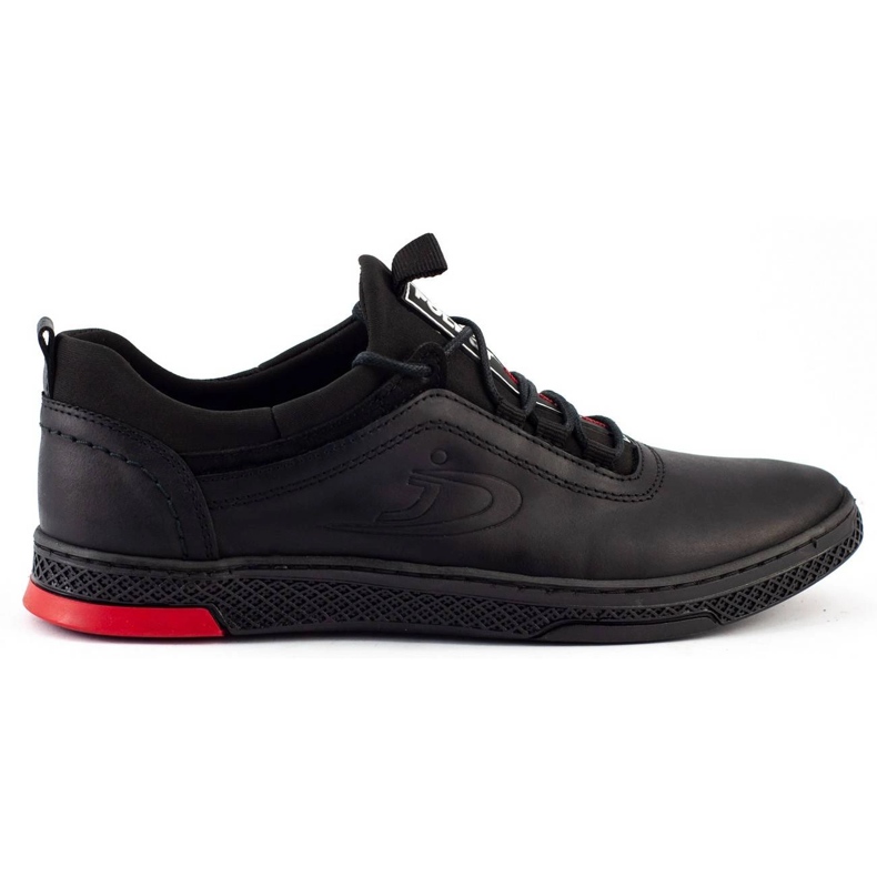 Polbut Black casual leather men's shoes K24